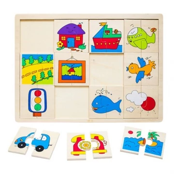 Felező Puzzle - Járműves - Készségfejlesztő Játék - Fakopáncs