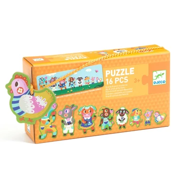 Djeco Sorozatkirakó puzzle - Nagyok és kicsik a tanyán, 16 db-os - Big and small on the farm-készségfejlesztő játék
