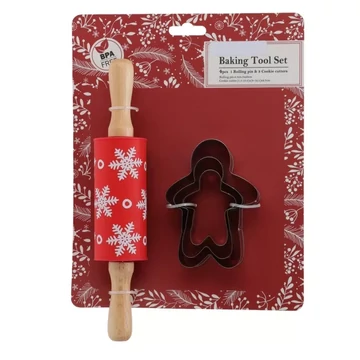 Mintás sodrófa 23 cm, kiszúróformával (mézeskalács figura)-szerepjáték