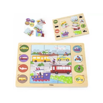 Puzzle - találd meg a párokat - járműves-készségfejlesztő fajáték-Viga Toys