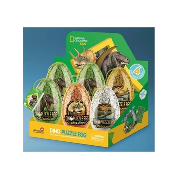 Dinoszaurusz 3D puzzle fém tojásban-készségfejlesztő játék-1 db