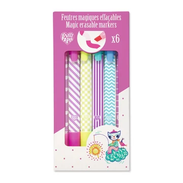 Djeco: Lovely Paper Mágikus filctolkészlet - 6 db radírozható filctoll - Magic erasable markers-kreatív játék