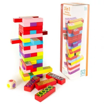 3 játék 1-ben (jenga, dominó, memória)-Fakopáncs