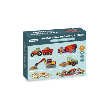2IN1 mágneses puzzle - munkagépek, 75 db-készségfejlesztő játék