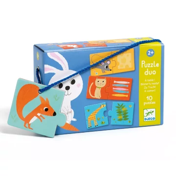 Párosító puzzle - Ki mit eszik?, 20 db-os - Dinner's ready!-készségfejlesztő játék-Djeco