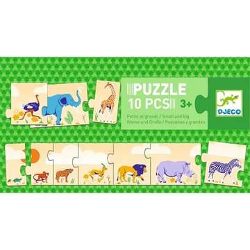 DJECO SOROZAT KIRAKÓ PUZZLE -KICSI ÉS NAGY, 10 DB-OS - SMALL AND BIG-készségfejlesztő játék