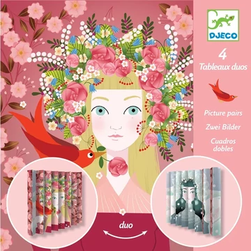 Djeco: Design by Képpárok hajtogatássa - Szépséges ellentétek - Lovely queens-kreatív játék