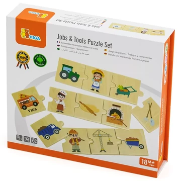 Készségfejlesztő fa puzzle - foglalkozások-szerszámok-Viga Toys