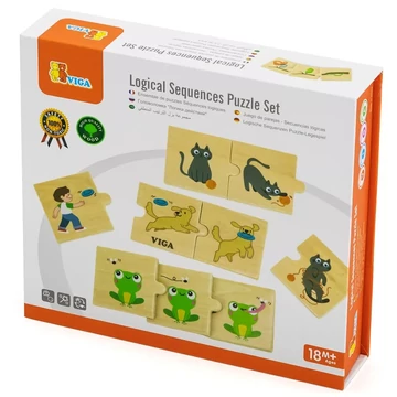 Készségfejlesztő fa puzzle - állatok és a természet-Viga Toys