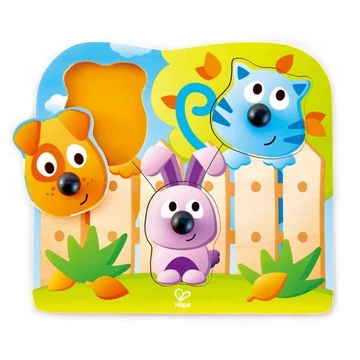 Hape Fogantyús puzzle - bébi állatok készségfejlesztő játék