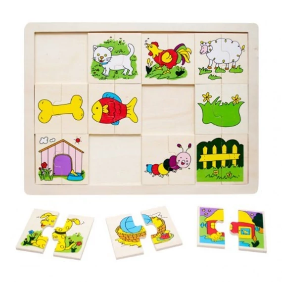 Felező Puzzle - Állatos - Készségfejlesztő Játék - Fakopáncs
