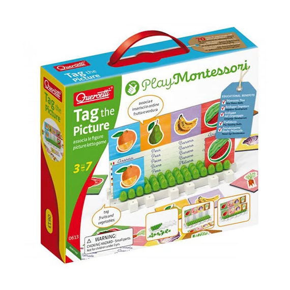 Montessori zöldségek és gyümölcsök idegen nyelvű oktatójáték - Quercetti - Fejlesztő játék