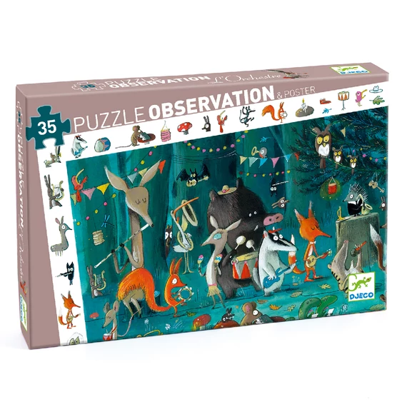 Djeco Megfigyeltető puzzle - Zenekar, 35 db-os - The orchestra-készségfejlesztő játék
