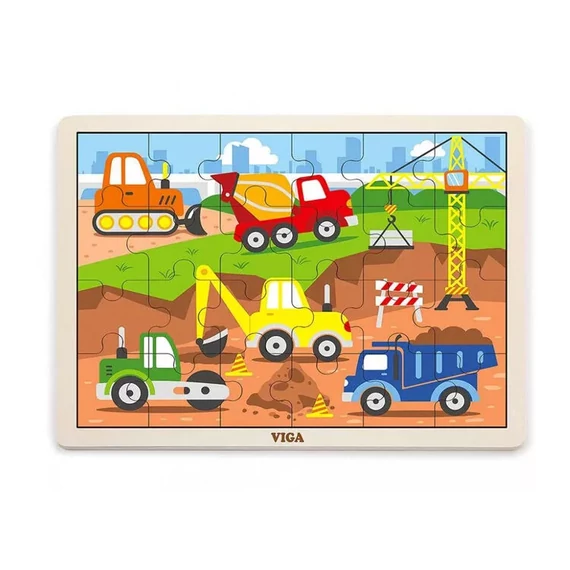 24 db-os puzzle (munkagépek)-készségfejlesztő játék-Viga Toys