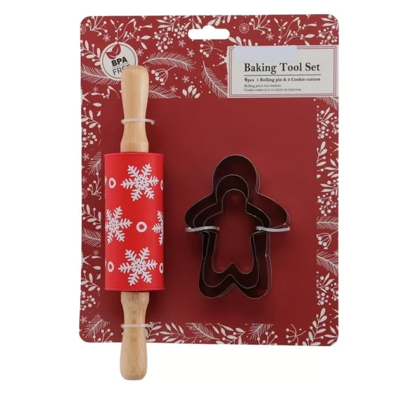 Mintás sodrófa 23 cm, kiszúróformával (mézeskalács figura)-szerepjáték