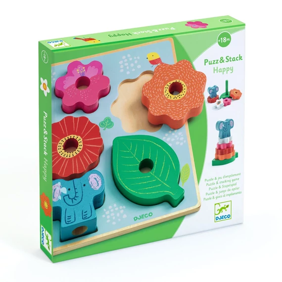 Formaillesztő és toronyépítő - Vidám - Puzz & Stack Happy-készségfejlesztő játék-Djeco