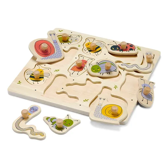 Fa fogantyús puzzle, állatos-készségfejlesztő játék