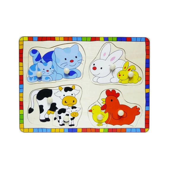Fogantyús puzzle (cicás)-készségfejlesztő játék-Fakopáncs