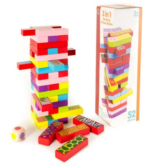 3 játék 1-ben (jenga, dominó, memória)-Fakopáncs