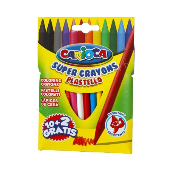 Élénk színű kerek zsírkréta 10+2 db-os - Carioca