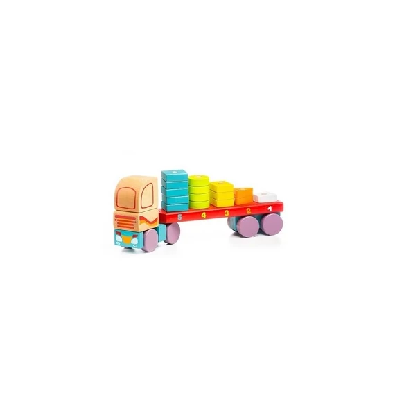 Fa kamion fakockákkal - 32 cm-matematikai készséget fejlesztő szerepjáték-Cubika