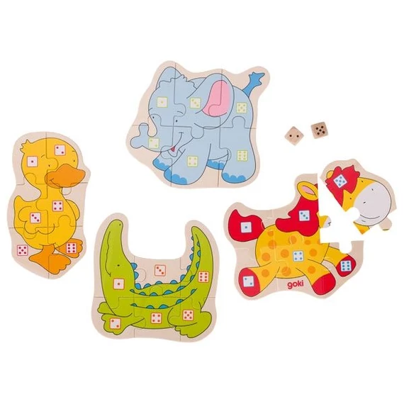 Dobókockás állatos puzzle-társasjáték-Goki