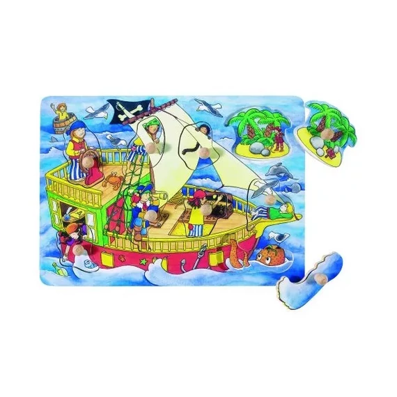 Puzzle rejtett képekkel, kalózhajó -készségfejlesztő játék-GOKI