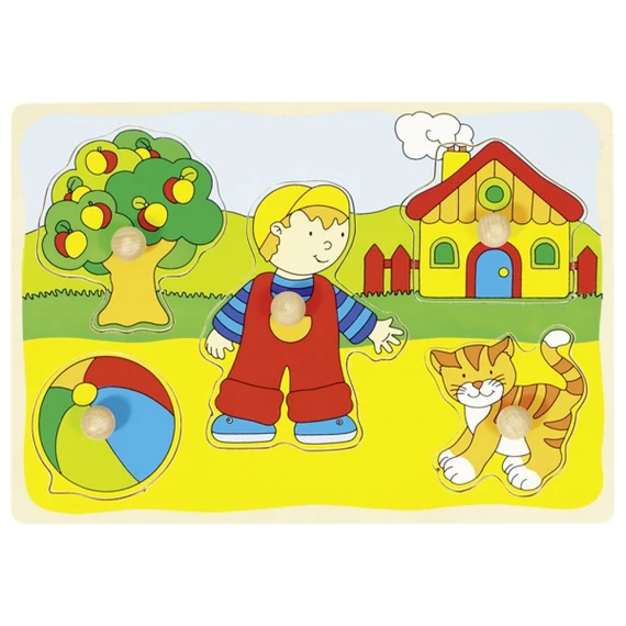 Fafogós cicás puzzle 5 részes-készségfejlesztő játék-Goki