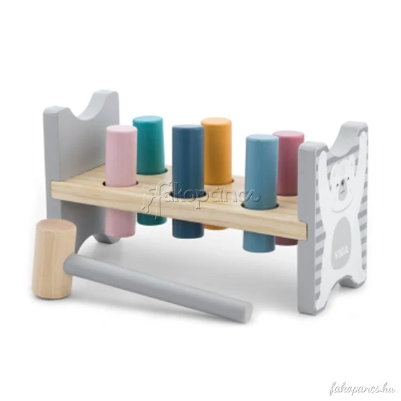 Dühöngő szürke, színes-kalapálós játék-Viga Toys