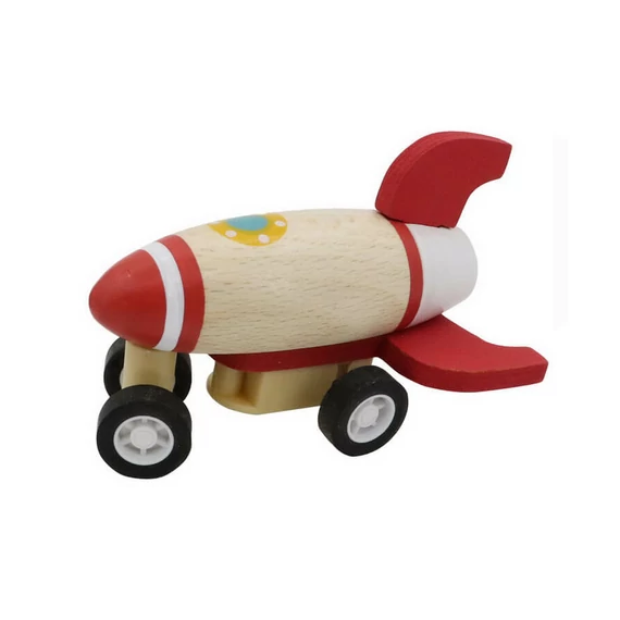 Lendkerekes mini rakéta (natúr-piros)-szerepjáték-Fakopáncs