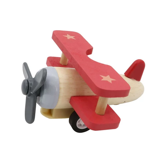 Lendkerekes mini repülő (natúr-piros)-szerepjáték-Fakopáncs