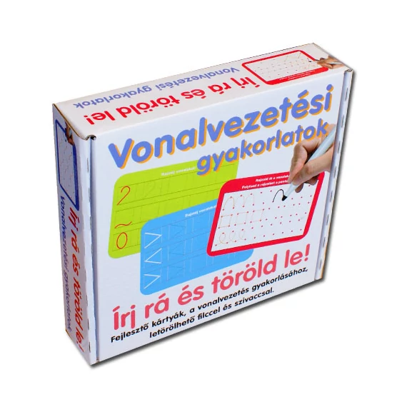 Írj rá és töröld le!-Vonalvezetési gyakorlatok-letörölhető feladatlapok-iskolaelőkészítő fejlesztő játék-Dohány
