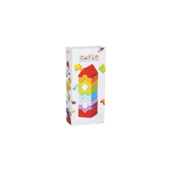 Cubika - Fa toronyépítő-10 db-os-készségfejlesztő játék
