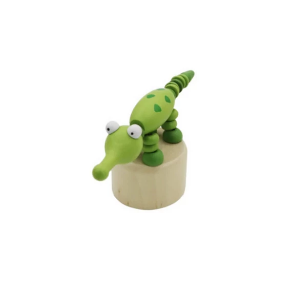 Nyomogatós figura (krokodil)-ügyességi játék-Fakopáncs