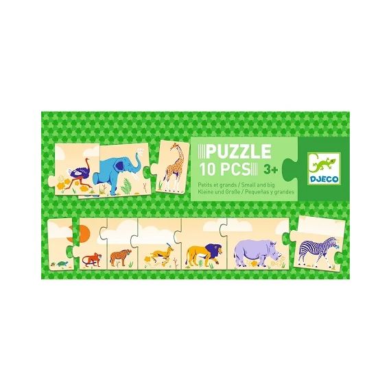 DJECO SOROZAT KIRAKÓ PUZZLE -KICSI ÉS NAGY, 10 DB-OS - SMALL AND BIG-készségfejlesztő játék