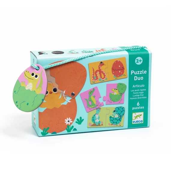 Djeco Párosító puzzle - Kié a tojás, 12 db-os - Funny eggs-készségfejlesztő játék