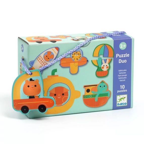 Párosító puzzle - Járművek, 20 db-os - Duo Vehicles-készségfejlesztő játék-Djeco