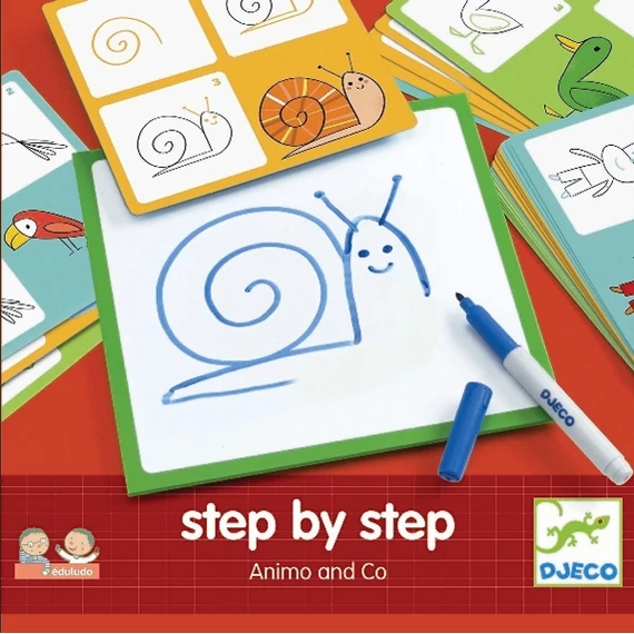 DJECO STEP BY STEP ANIMALS AND CO - RAJZOKTATÁS LÉPÉSRŐL LÉPÉSRE-kreatív játék