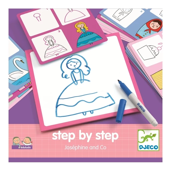 Step by step - Lépésről lépésre - Rajzolást tanító játék lányoknak-Djeco
