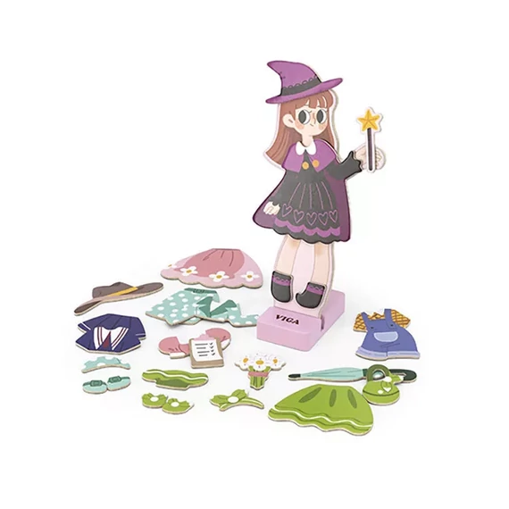 Mágneses öltöztető lány-kszségfejlesztő játék-Viga Toys