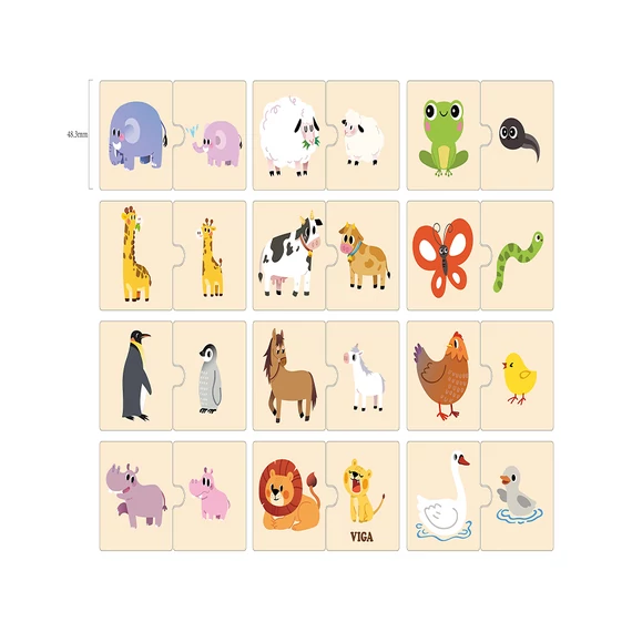 Fa Puzzle - Anya és kicsinye-készségfejlesztő játék-Viga Toys