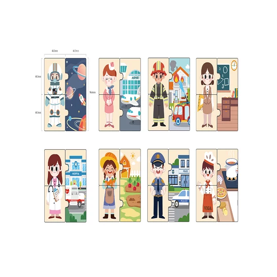 Fa Puzzle - foglalkozások-készségfejlesztő játék-Viga Toys