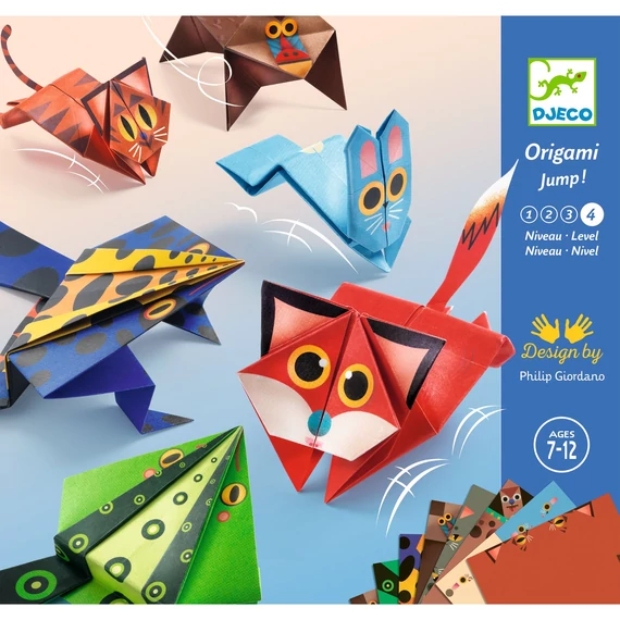 Djeco: Design by Origami - Ugró állatok - Jumping animals-kreatív játék