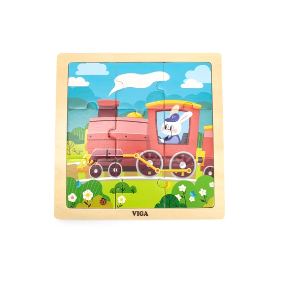Puzzle 9 db-os vonatos-készségfejlesztő játék-Viga Toys