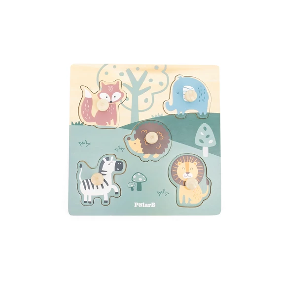 Fogantyús puzzle - állatok-pasztell- (polarB)-készségfejlesztő játék