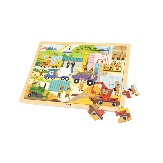 Puzzle 48 db-os munkagépek-készségfejlesztő játék-Viga Toys