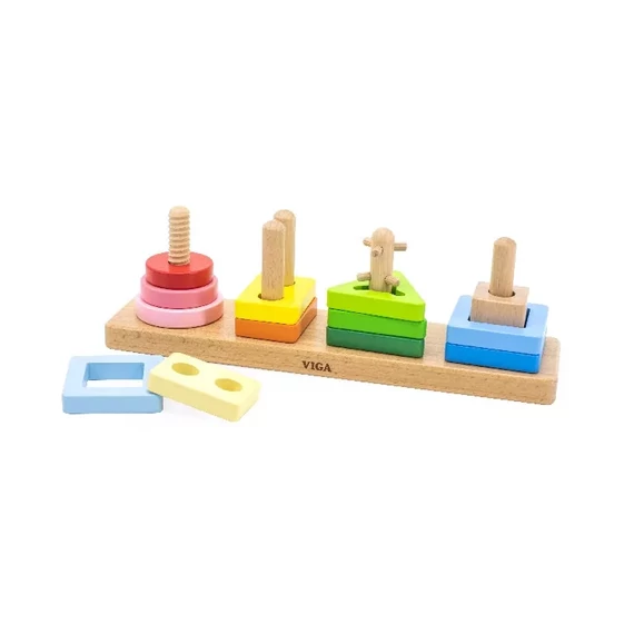 Logikai formalap akadályokkal-készségfejlesztő fajáték-Viga Toys