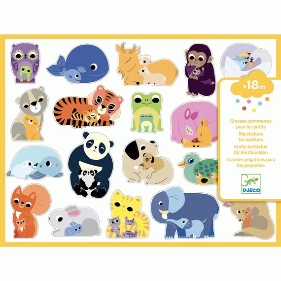 Djeco: Design by Matricák - Összetartozás - Coloured stickers mums and babies