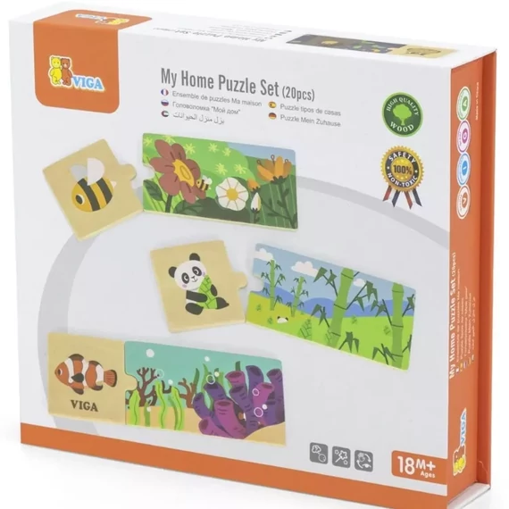 Otthonom puzzle - állatos-készségfejlesztő fajáték-Viga Toys