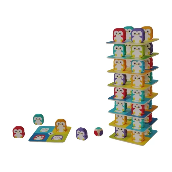 Pingvines, torony ügyességi építőjáték-Jenga